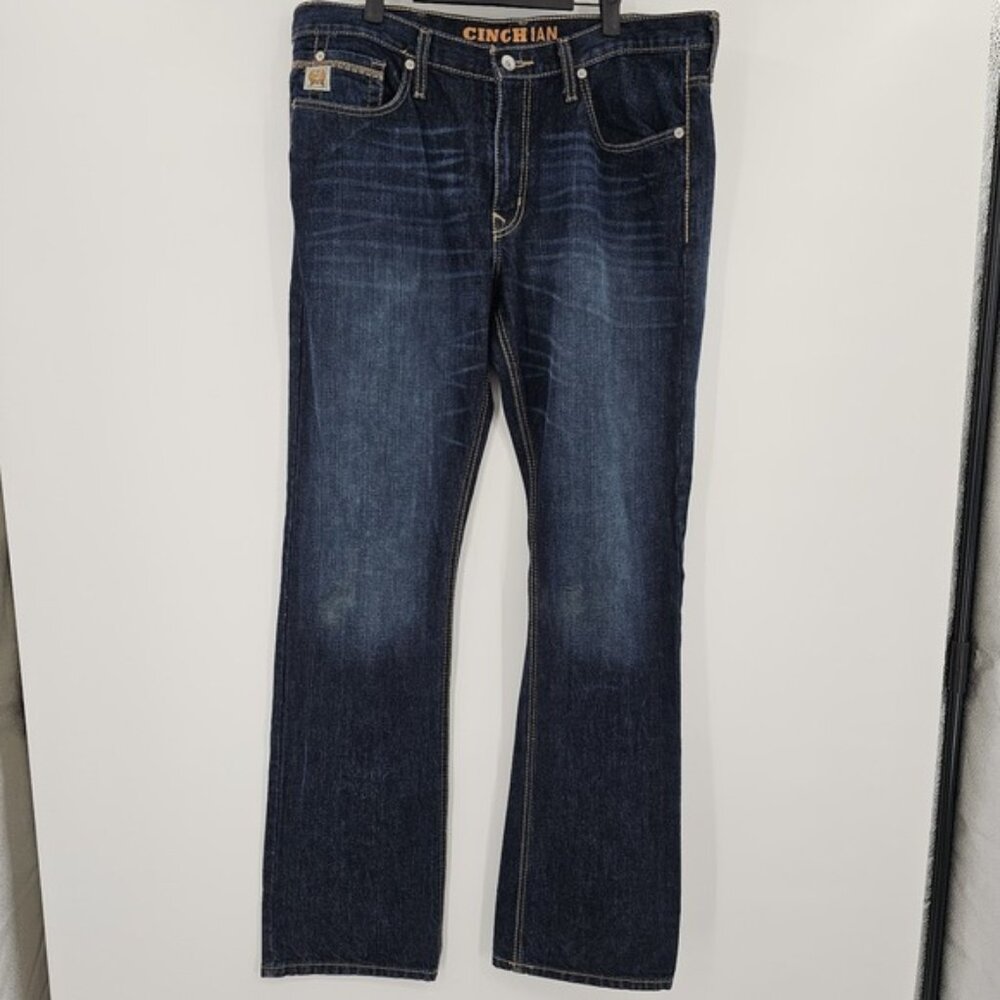 Cinch Jeans IAN 36x36 Dark Wash Embroidered Western Cowboy Big & Tall Whiskers
